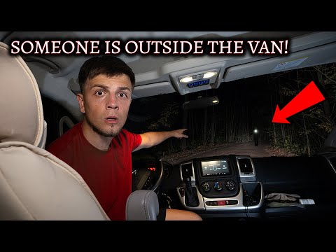 TERRIFYING CAMPING IN MY VAN AT HAUNTED FOREST - SOMEONE WAS OUTSIDE THE VAN! VERY SCARY