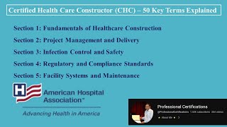 Certified Health Care Constructor (CHC) – 50 Key Terms Explained | American Hospital Association |
