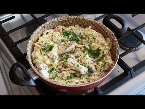 Pasta Alfredo con champiñones ¡Extra cremosa! 🤭