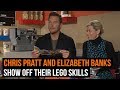 Chris Pratt and Elizabeth Banks show off their Lego skills for The Lego Movie 2