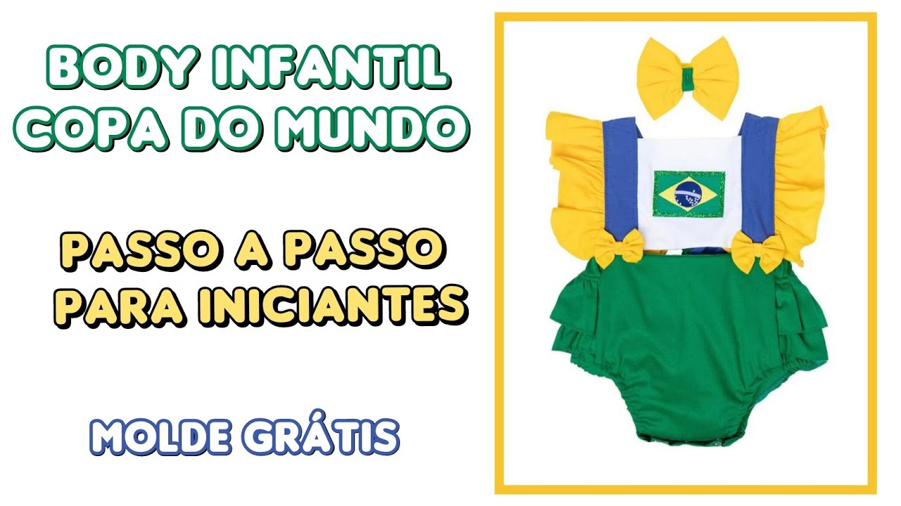 Como fazer Body Infantil Copa do Mundo - Muito fácil de fazer | How to make a Children's World Cup
