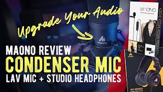 Record Better Audio with MAONO // AU-A03 Condenser Mic + Lav Mic + Studio Headphones Review