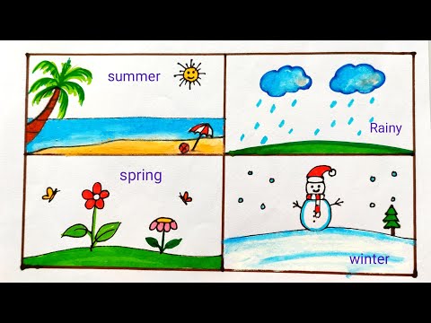 Season drawing for science project | Weather season drawing easy | Different season type on Earth