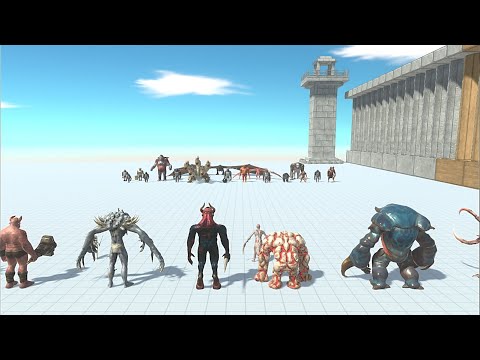 Fantasy with mutant primates t vs Infernal with alien exotica - Animal Revolt Battle Simulator