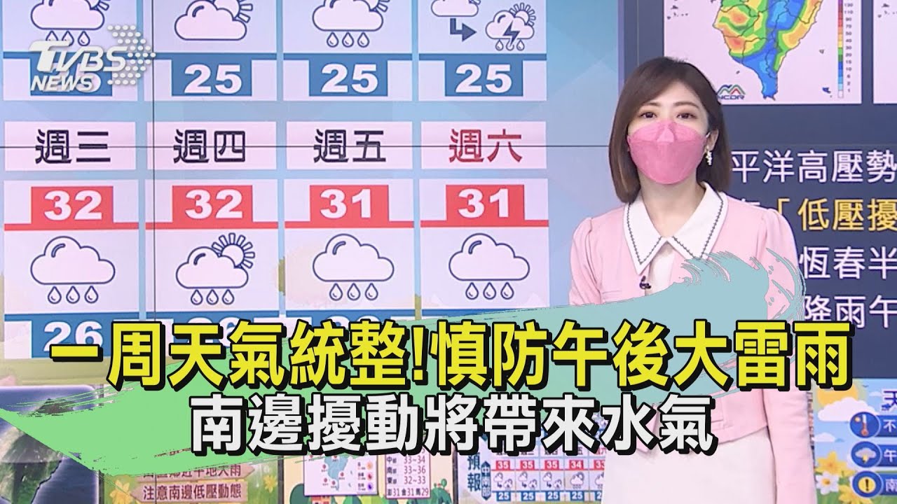 一周天氣統整!慎防午後大雷雨 南邊擾動將帶來水氣