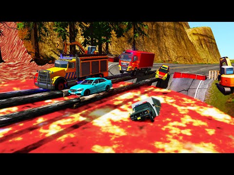 Cars vs Lava Road Crosses #1 | BeamNG.DRIVE