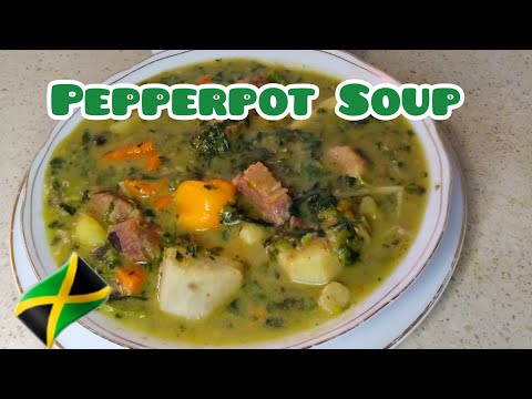 Jamaican Pepperpot Soup||How to Cook Pepperpot Soup||Callaloo Soup W/Salt Beef||Easy Soup Recipe