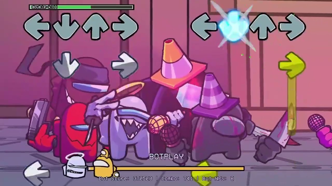 Friday Night Funkin' - Double Kill but 3 Impostors and 4 Crewmates join in