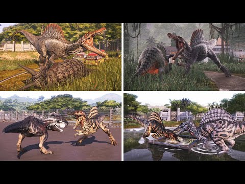 🌍 Return To Jurassic Park - Spinosaurus Vs T-Rex Vs Triceratops Fighting (Dinosaurs Battle)