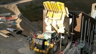 Cat 775 Hauling Shot Rock To The Primary Crusher...
