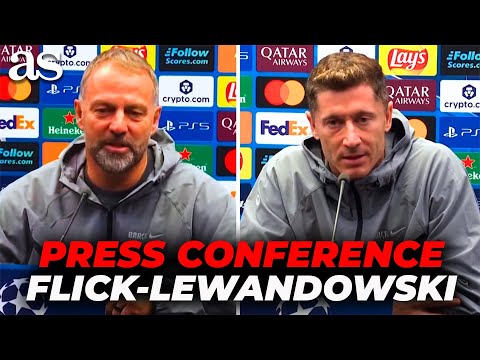 HANSI FLICK and ROBERT LEWANDOWSKI, FULL PRESS CONFERENCE BRUGGE vs. FC BARCELONA