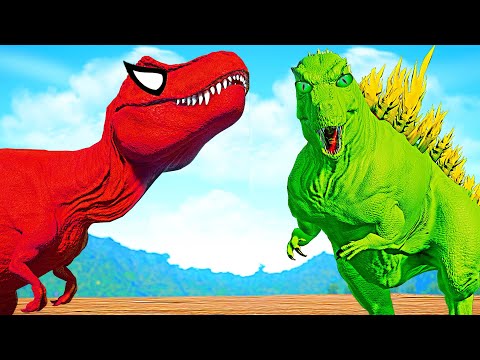 Jurassic World Evolution Captain America I-REX vs Spiderman T-REX,Indoraptor Batman Dinosaurs Fight