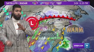 Severe storms likely as a strong cold front sweeps through, plus a burst of snow