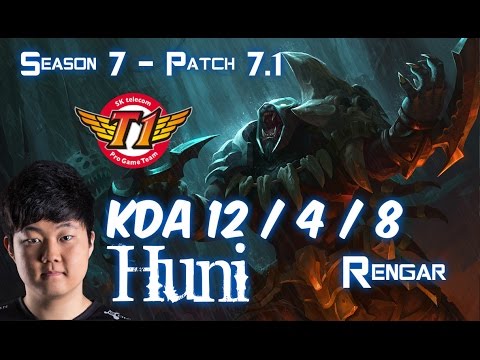SKT T1 Huni RENGAR vs ELISE Jungle - Patch 7.1 KR Ranked