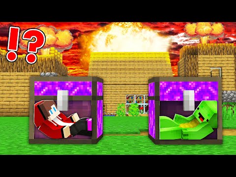 Epic VOLCANO vs JJ and Mikey Doomsday PORTAL CHEST Bunker  - Minecraft (Maizen)