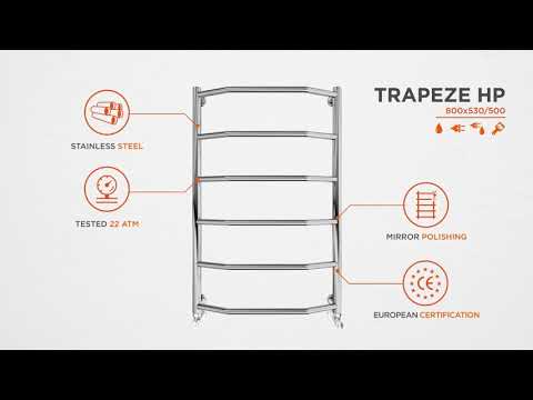 Водяной полотенцесушитель Mario Трапеция HP 1.3.2802.01.P (4820111351800, 800x530, хром/сатин/белый глянец/черный матовый/золото/бронза)