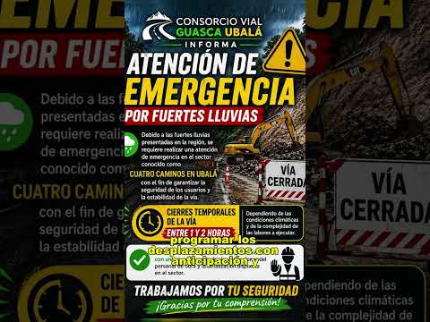 🚨 ¡Atención conductores! Vía Guasca–Ubalá tendrá cierres temporales por emergencia de lluvias 🚧🌧️
