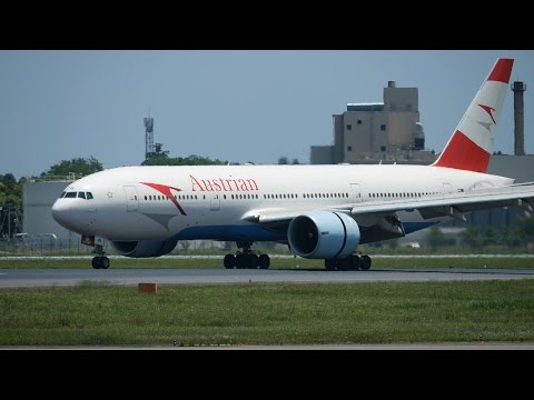 Austrian Airlines Boeing 777-200ER OE-LPB Landing at NRT 34R