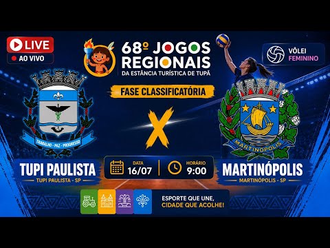 68° JOGOS REGIONAIS DE SÃO PAULO - VÔLEI FEMIN SUB21 - TUPI PAULISTA x MARTINÓPOLIS