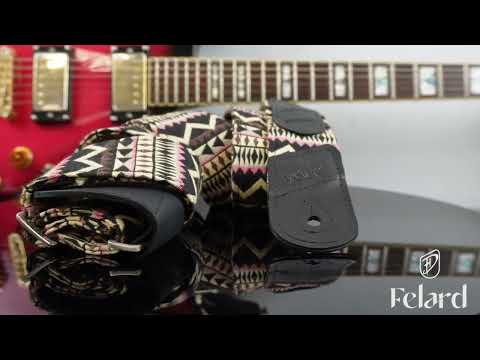 Пасок для гітари та укулеле Felard, тканина гобелен та чорна натуральна шкіра - фото 2 - id-p2733416356