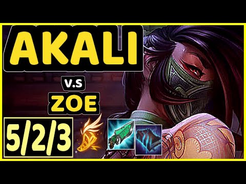 SKT T1 FAKER (AKALI) vs ZOE - 5/2/3 KDA MID CHALLENGER GAMEPLAY - KR