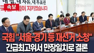 [????속보] 국민의힘, 긴급 최고위서 "서울·경기·인천·전남광주·울산 재선거 소청" 의결 / 연합뉴스TV(YonhapnewsTV)