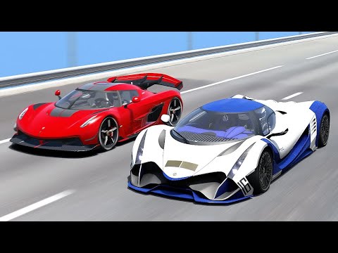 ASSETTO CORSA - DEVEL SIXTEEN Vs BUGATTI BOLIDE Vs KOENIGSEGG JESKO | 20KM DRAG RACE