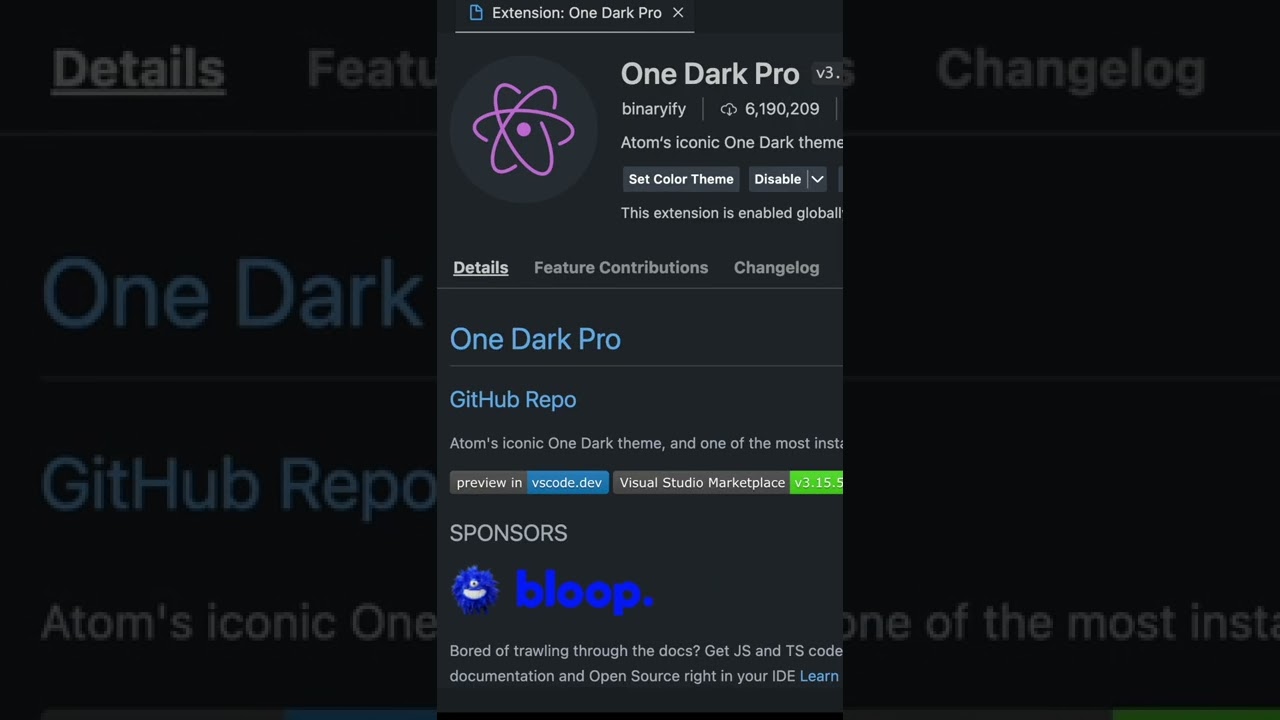 Best Dark Theme For VS Code #vscode #shorts #theme