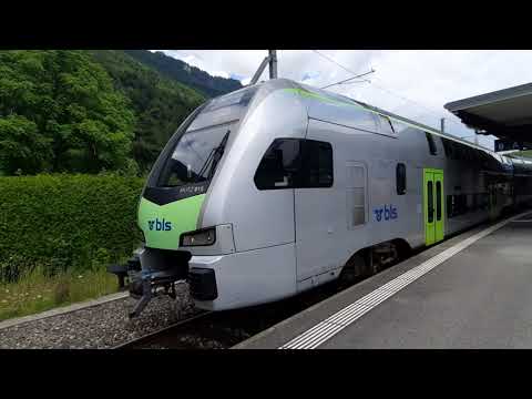 BLS Zug Mutz / Kurzer Einblick in Wagen/ Ausfahrt Interlaken Ost BE /Unterführung