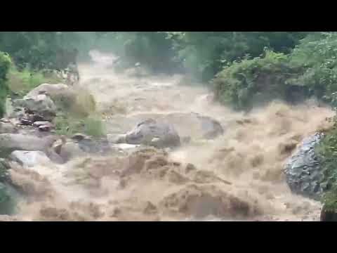 Il Brembo in piena a Isola di Fondra - 20 agosto 2026