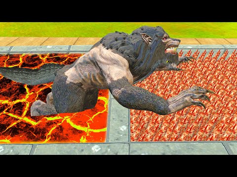 MONSTERS JUMP OVER LAVA AND SPIKE PIT - Animal Revolt Battle Simulator