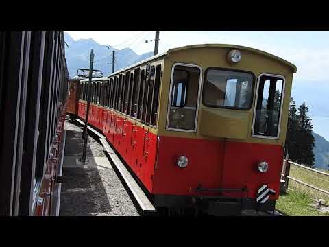 Eine Fahrt mit der Zahnradbahn zur Schynige Platte im Berner Oberland, Schweiz.