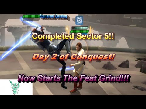 SWGOH Conquest Day 2.  Trying to get the Red Crate in 7 days!  You're Guide to Glory!!!