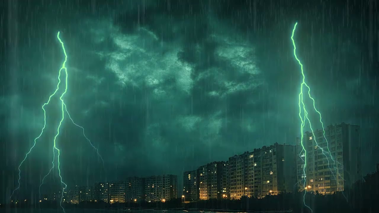 Thunder storm w/ Rain Sounds Covers the Narrow Room Ambience - Black Window⛈️💤💧