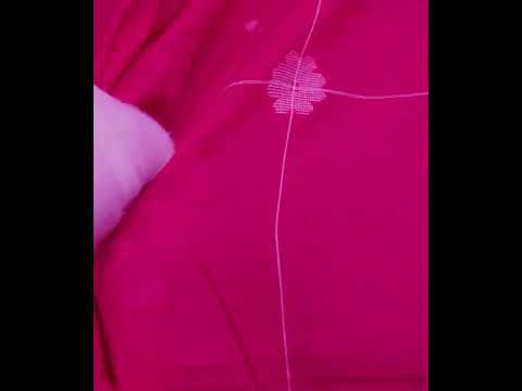 Plain Red Pure Cotton 55 GSM White Flower Motif Jamdani Fabric — video
