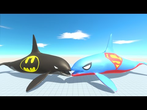 BATMAN ORCA DEATH RUN vs SUPER MAN ORCA - Animal Revolt Battle Simulator