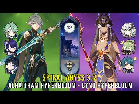 C0 Alhaitham Hyperbloom and C1 Cyno Hyperbloom - Genshin Impact Abyss 3.7 - Floor 12 9 Stars