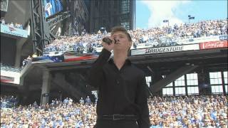 Great American Songbook Youth Ambassador, Nick Ziobro, sings National Anthem at Colts Game