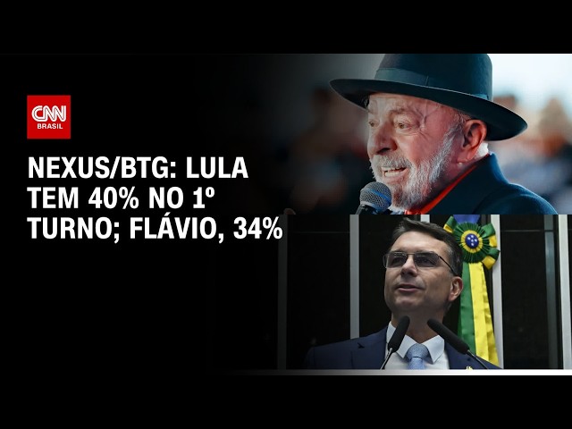 Nexus/BTG: Lula tem 40% das intenções de voto no 1º turno; Flávio, 34% | CNN NOVO DIA