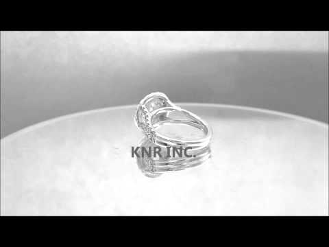 18K WHITE GOLD ROUND CUT DIAMOND ENGAGEMENT RING SPLIT BAND DOUBLE HALO 1.80CTW - KNR INC - 383
