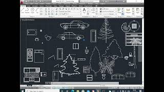 how to insert furniture,cars,plants,trees,kitchen item in autocad/ autocad me door window kase Lage