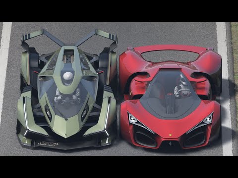 Lamborghini Lambo V12 Vision Gran Turismo vs Ferrari F80 Concept at Monza