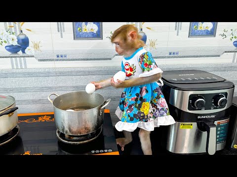 Diem was hungry and asked Monkey Kaka to boil eggs for her