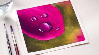 How to draw droplets on a petal | Watercolor painting | Easy Painting Step by Step for Beginners