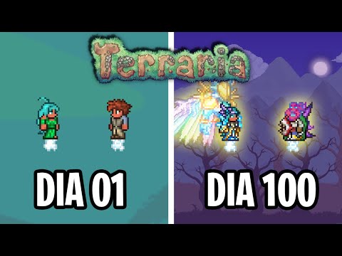 PASSEI 100 DIAS NO TERRARIA EM 1 BLOCO NO MASTER MODE JOGANDO DE SUMMONER EM DUO - O FILME