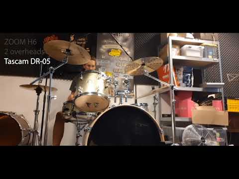 Comparison of the Tascam DR-05, ZOOM H6 and 2 cheap overheads for recording drums