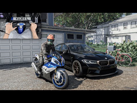 BWM S1000RR & BMW M5 CS - The Crew Motorfest |  Thrustmaster Bike handlebar