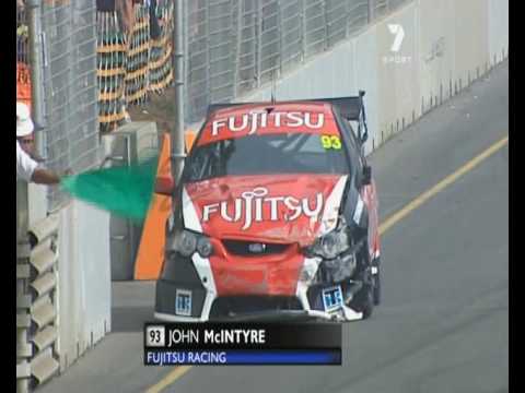 Fujitsu V8 : John McIntyre Crashes (Race 2 - Adelaide 2010)