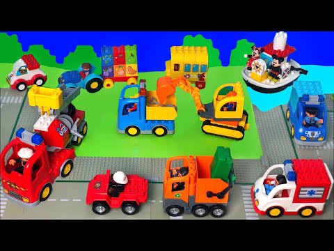 Lego Duplo Tractor, Excavator, Train, Garbage Truck, Fire Truck - Toy Cars for Kids