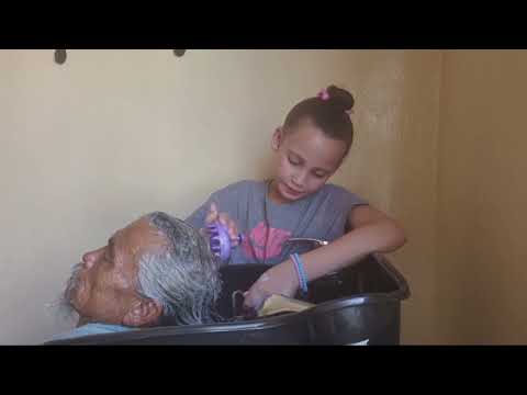 Skylar Washes & Blow Dries Grandpa’s Hair 💕 Relaxing Care Routine